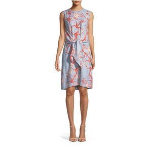 Lela Rose Linear Floral Print Dress